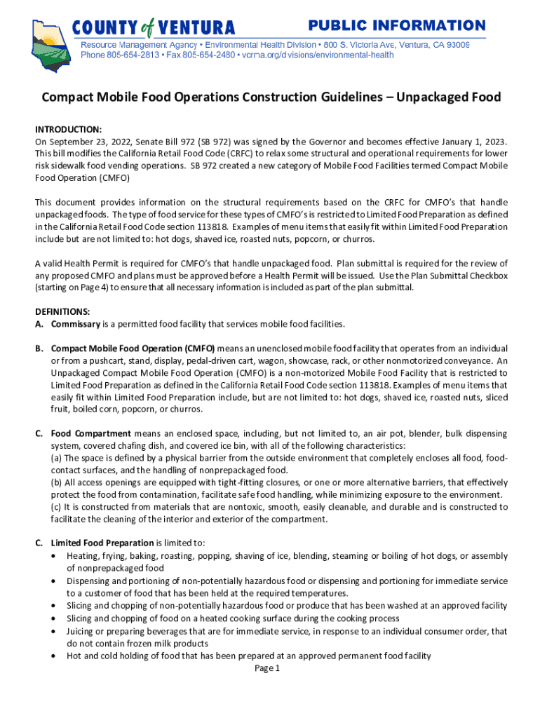 Fillable Online Compact Mobile Food Operation Construction Guidelines for Fax Email Print