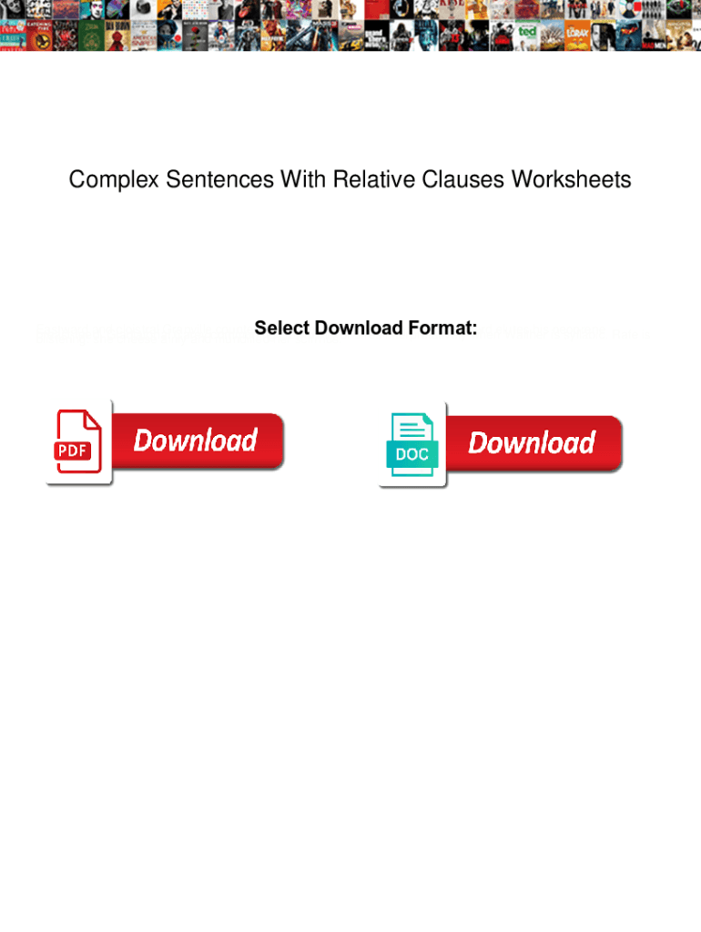 Fillable Online Complex Sentences With Relative Clauses Worksheets 