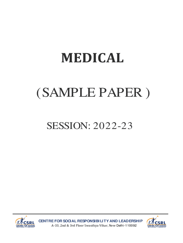 Fillable Online MEDICAL (SAMPLE PAPER ) Fax Email Print - pdfFiller