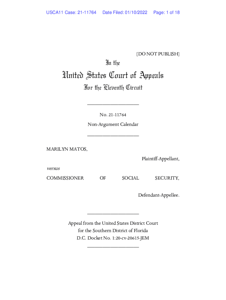 Fillable Online Marilyn Matos v. Commissioner of Social Security Fax