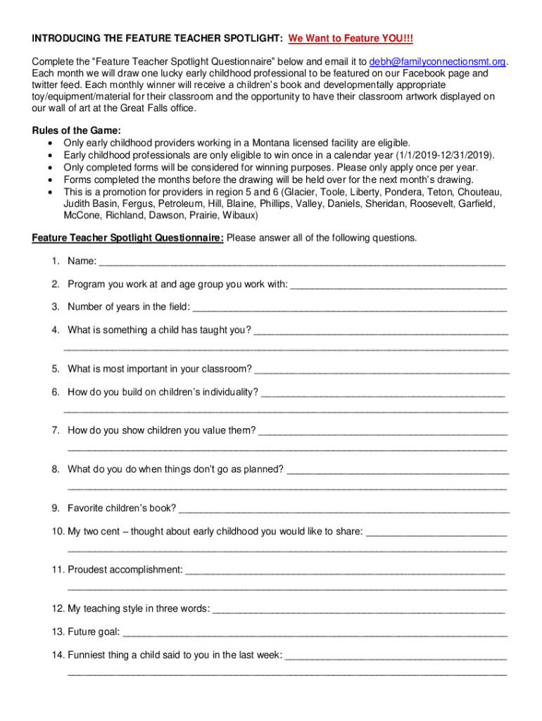Fillable Online Educational Psychology Teacher Spotlight Interview Form ...