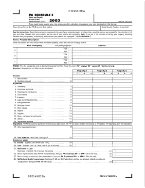 Fillable Online 2003 PA Schedule E (PA-40 E). Forms/Publications Fax ...