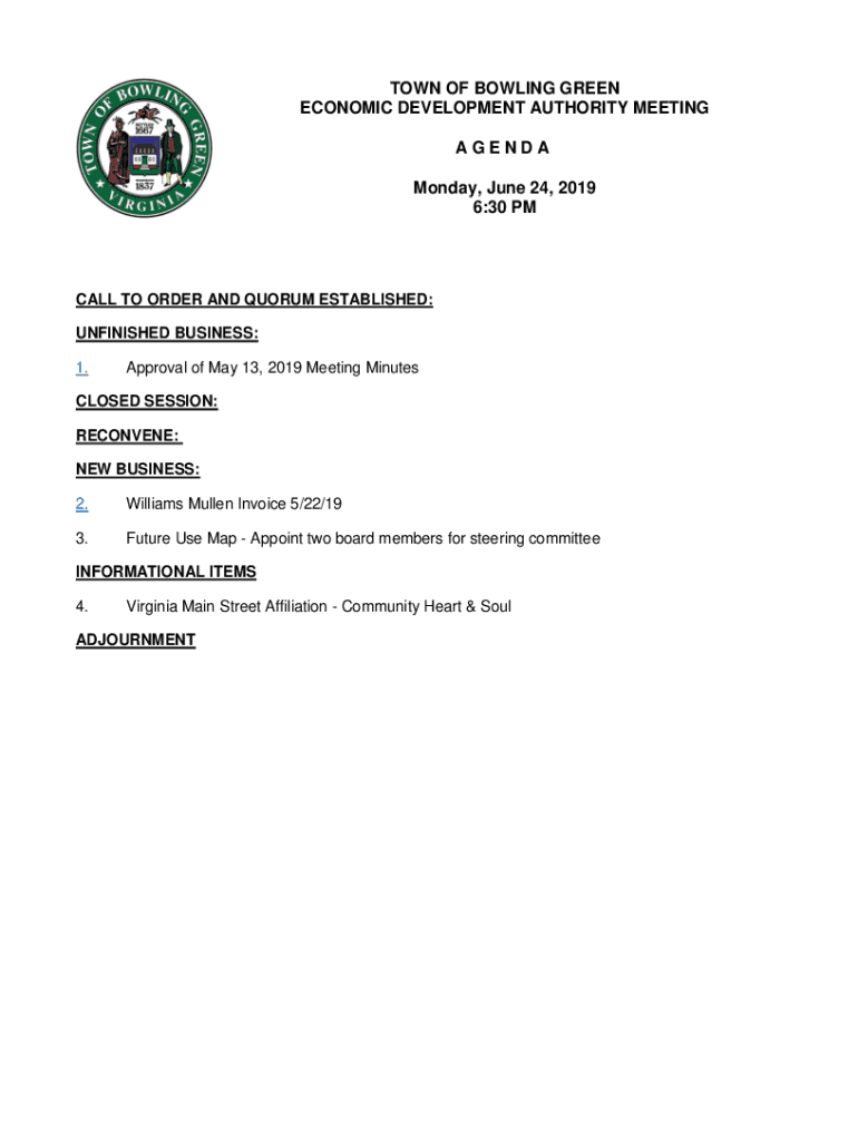 Fillable Online TOWN OF BOWLING GREEN ECONOMIC DEVELOPMENT Fax