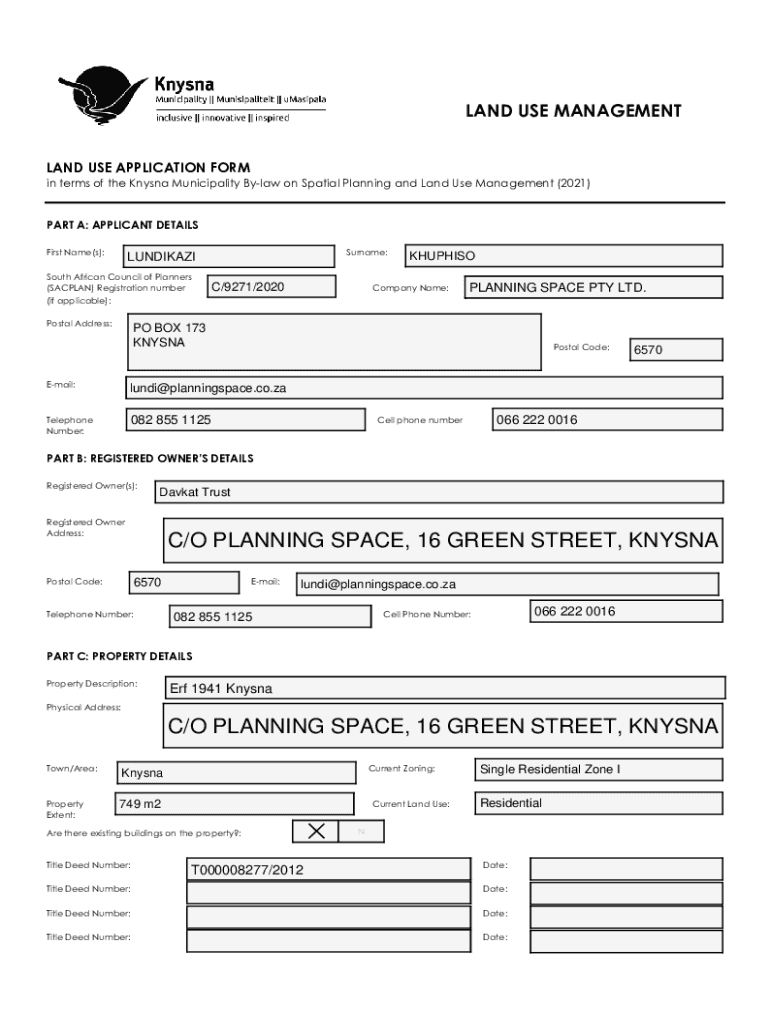 Fillable Online Spatial Planning and Land Use Management White Paper