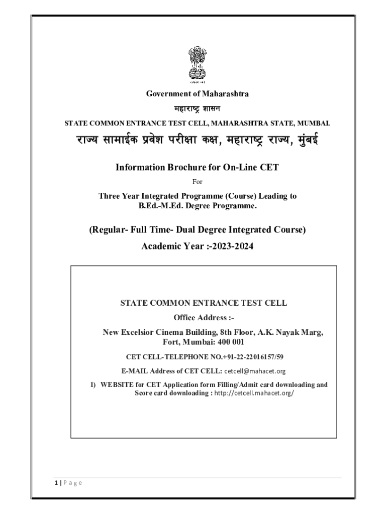 Fillable Online B.EdM.Ed CET 202324 IB Fax Email Print pdfFiller