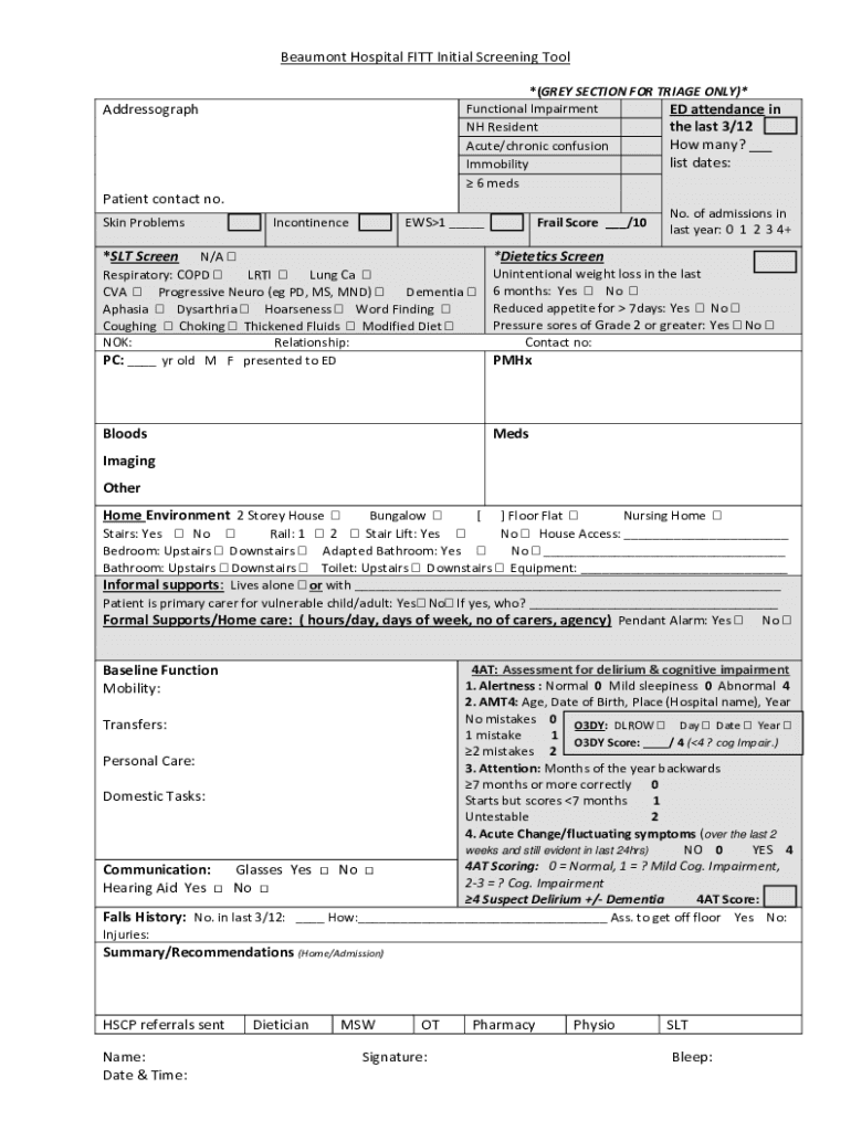 Fillable Online Diagnosing delirium in older emergency department ...