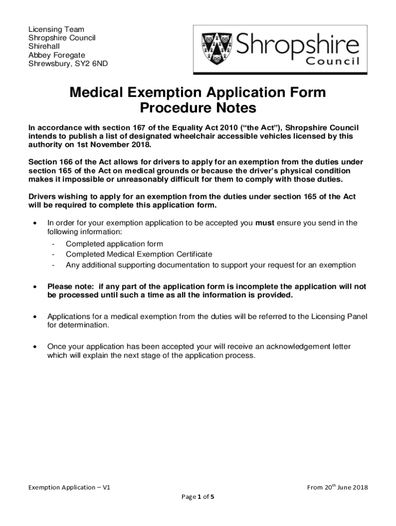 Fillable Online Medical Exemption Application Form Procedure Notes Fax