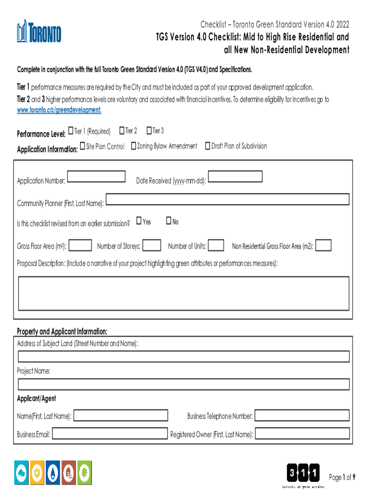 TGS Version 4 0 Checklist: Mid to High Rise Residential and all New Preview on Page 1