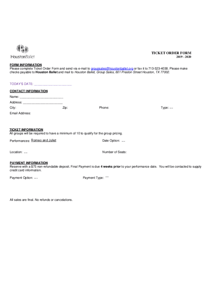 Fillable Online Ticket Order Form Template Fax Email Print pdfFiller Fillable Online Ticket Order Form Template Fax Email Print pdfFiller