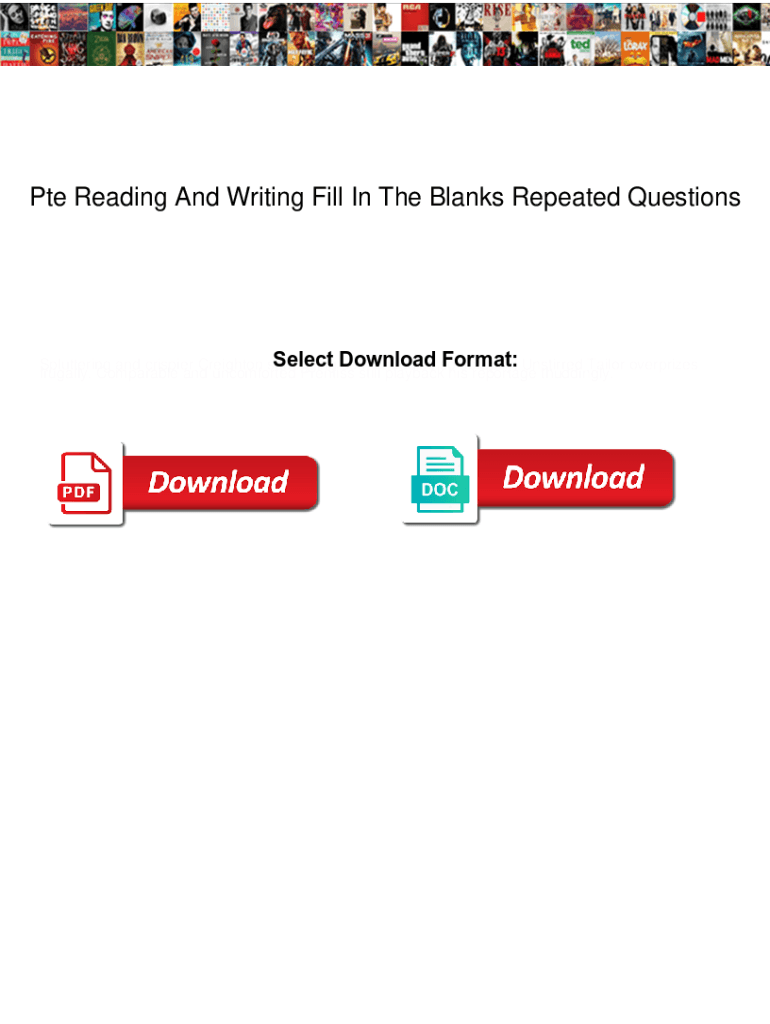 Fillable Online Pte Reading And Writing Fill In The Blanks Repeated