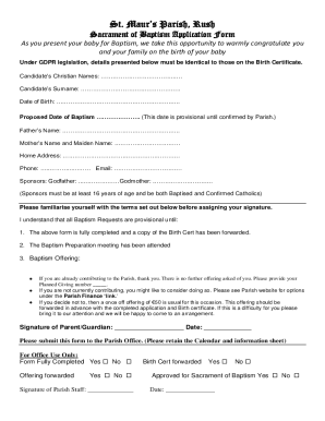 Fillable Online Sacrament of Baptism Application Form Fax Email Print ...