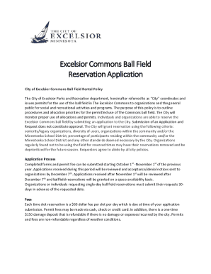 Excelsior Commons Ball Field Reservation Application