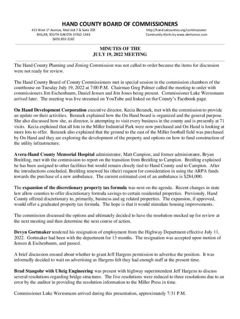 Fillable Online hand sdcounties The Hand County Planning and Zoning