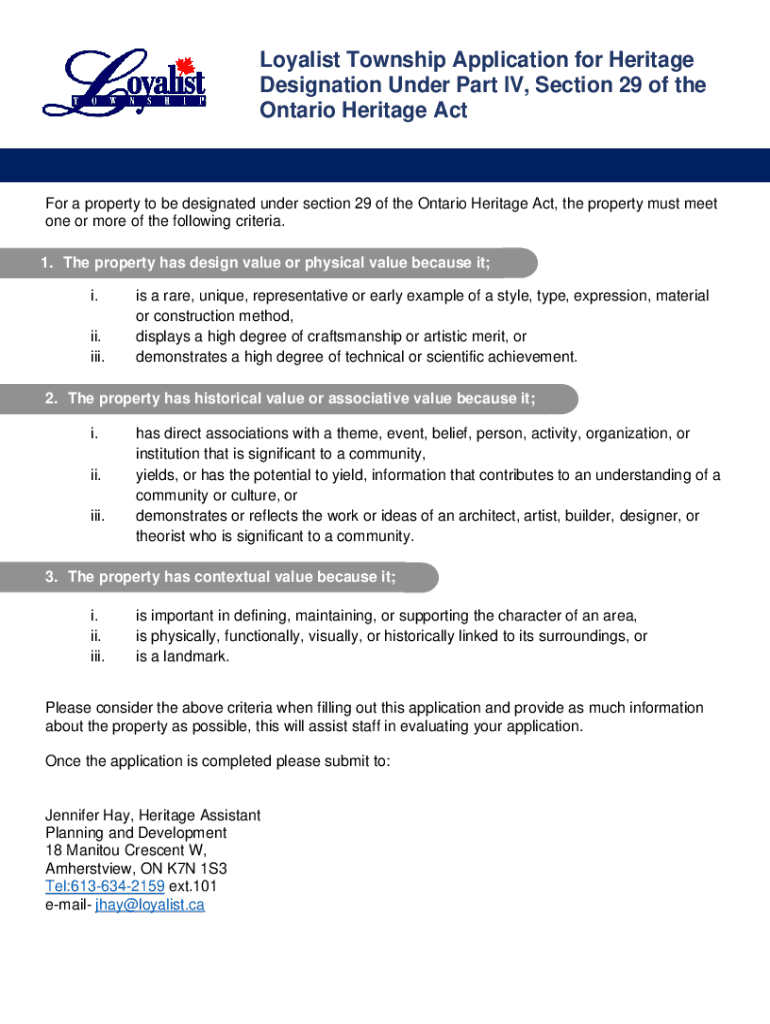 Fillable Online Intention to Designate under Part IV, Section 29 of the Fax Email Print