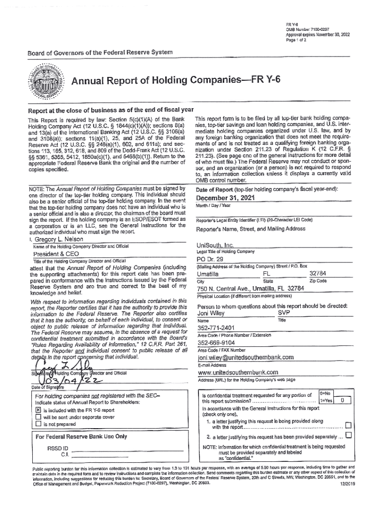 Fillable Online United Southern Bank/Umatilla FL Company Profile and Fax Email Print