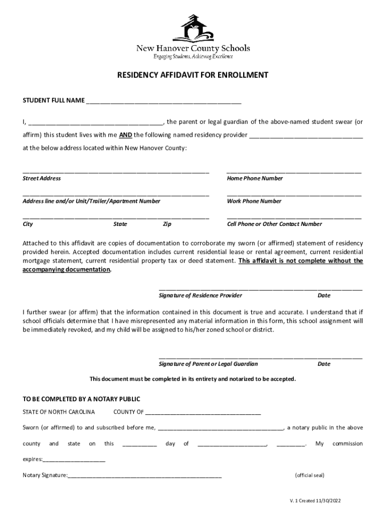 Fillable Online Shared Residency Affidavit 2021. Fax Email Print