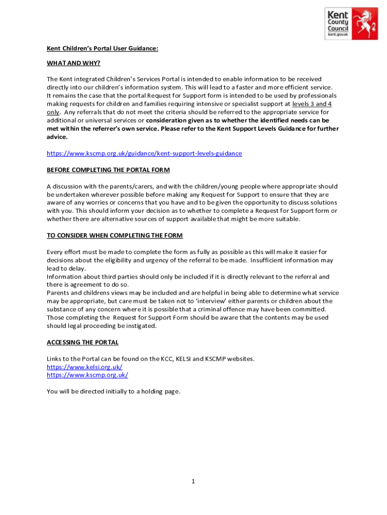 Fillable Online Gateway to the Kent Integrated Children's Services