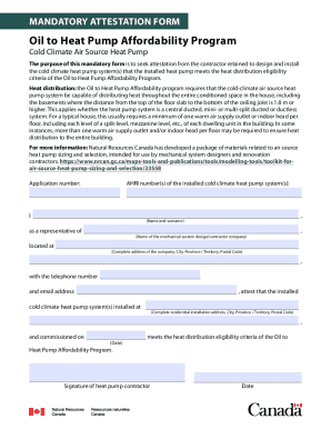 Fillable Online MANDATORY ATTESTATION FORMOil to Heat Pump ...