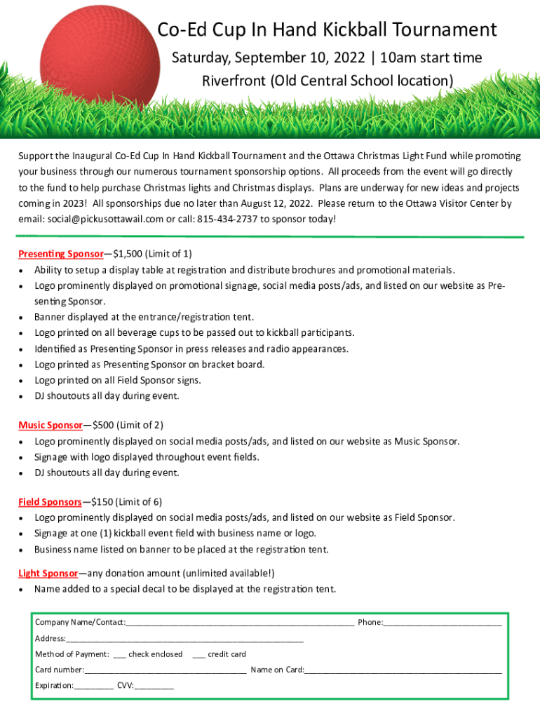 Fillable Online Adult Cup In Hand Kickball Carol Stream Park District