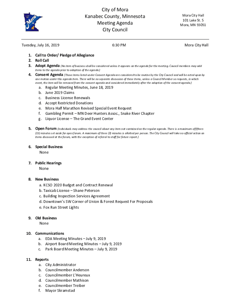Fillable Online Mora MN information about the city and its
