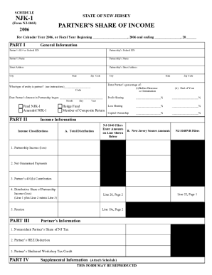 Fillable Online New Jersey Tax Return: Schedule NJ-K-1 Fax Email Print ...