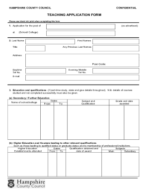 Fillable Online Application Form Teacher.doc Fax Email Print - pdfFiller