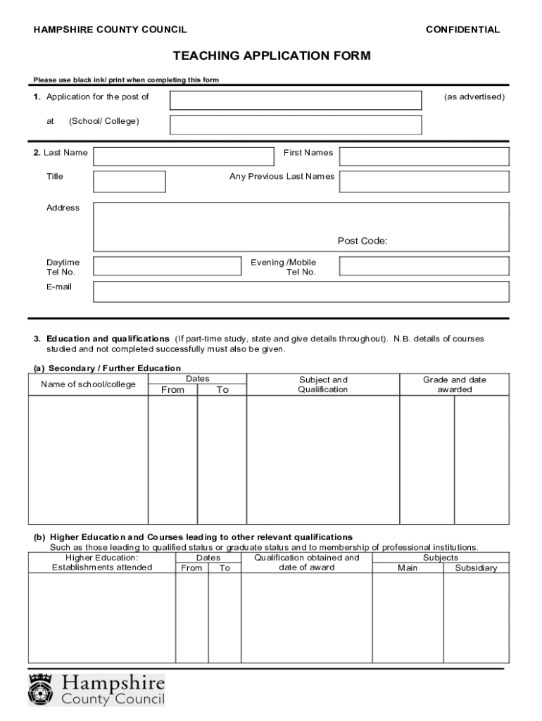 Fillable Online Application Form Teacher.doc Fax Email Print - pdfFiller