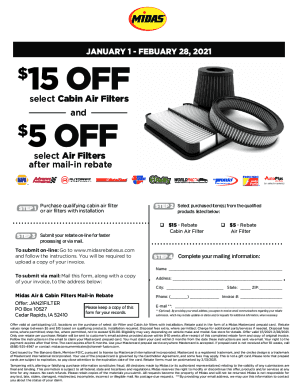 $15 OFF $5 OFF - select Cabin Air Filters