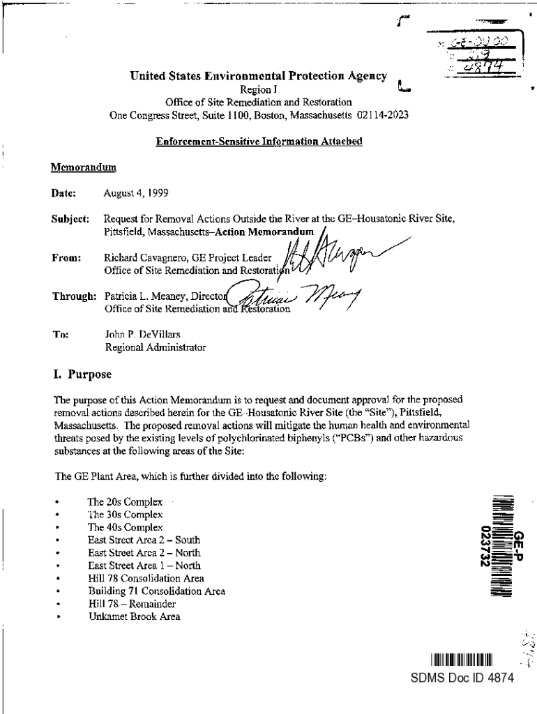 Fillable Online ACTION MEMORANDUM REQUEST FOR REMOVAL ACTIONS OUTSIDE