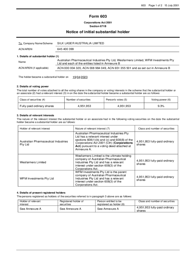 Fillable Online SILK LASER AUSTRALIA LIMITED Fax Email Print pdfFiller