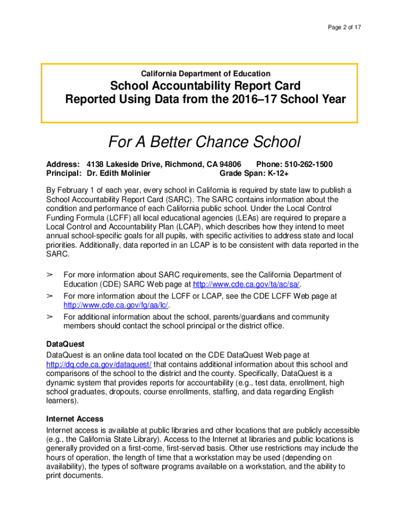 Fillable Online 201617 SARC Template in Word School Accountability