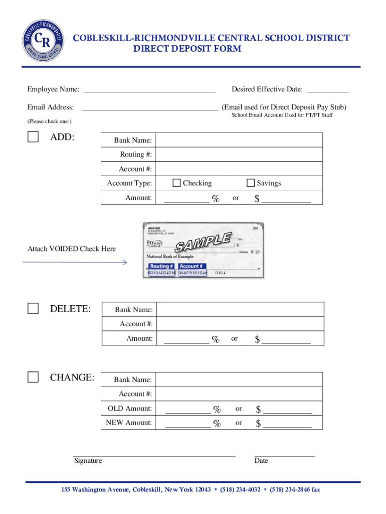 Fillable Online CobleskillRichmondville Central School Dis.. Email Format Fax Email Print
