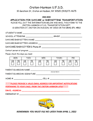 Babysitter/Daycare Information Sheet