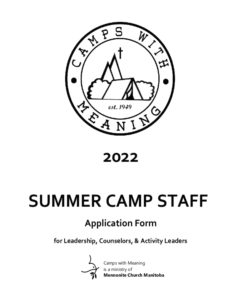 Fillable Online Camp Staff Application Form Template Fax Email Print