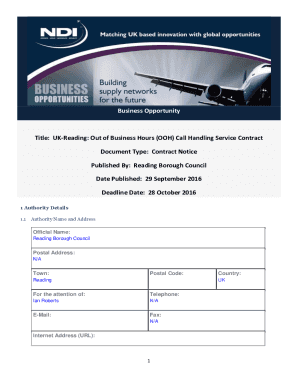 Fillable Online Out of Business Hours (OOH) Call Handling Service ...