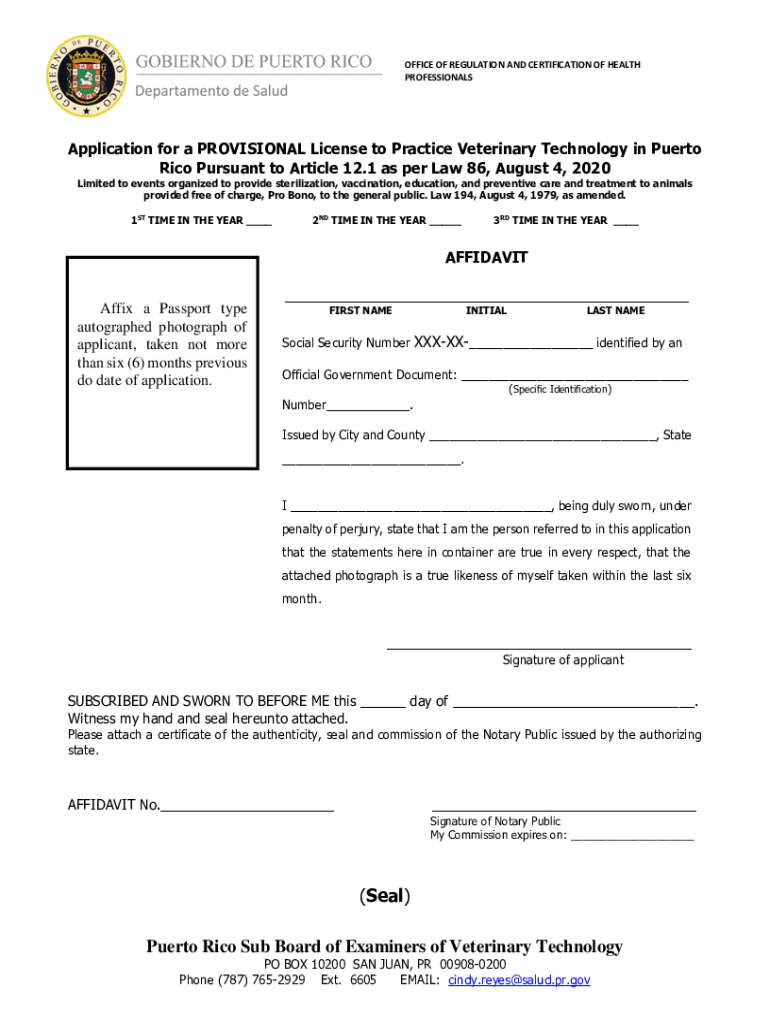 Fillable Online Application for a PROVISIONAL License to Practice