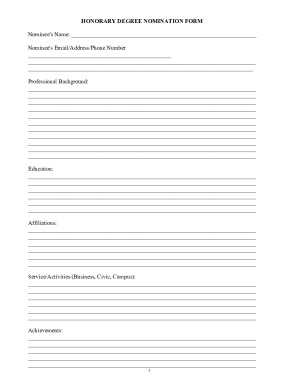 Fillable Online honorary degree nomination form Fax Email Print - pdfFiller