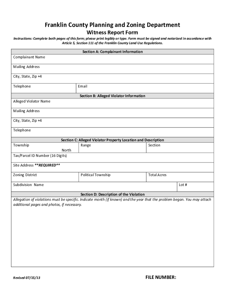 Fillable Online Fillable Online franklinmo Franklin County Planning and