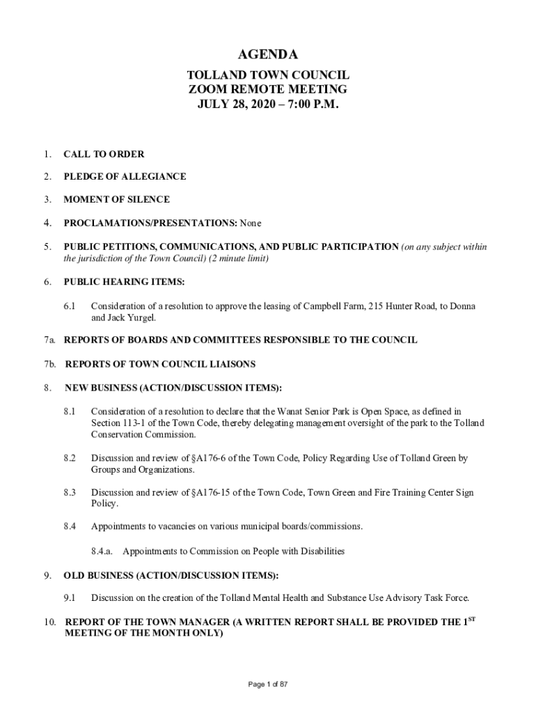 Fillable Online Town of Tolland CT Fax Email Print pdfFiller