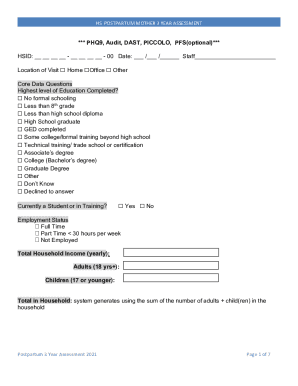 Postpartum Mother 3 Year Assessment Form