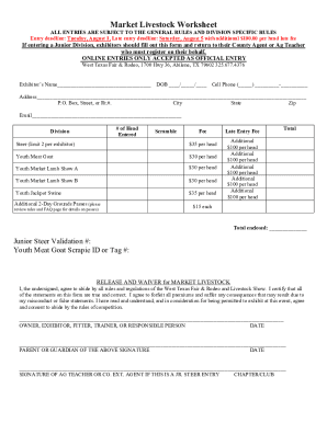 Fillable Online Market Livestock Worksheet Fax Email Print - pdfFiller