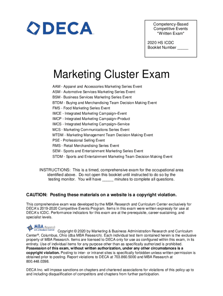 Fillable Online Marketing Cluster Exam AAM Apparel and Accessories