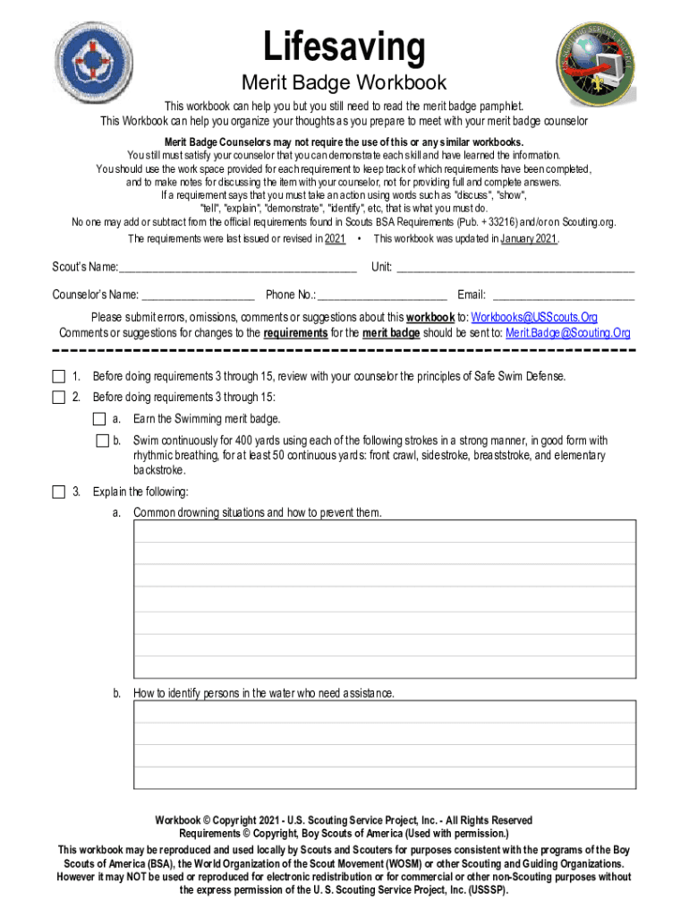 Fillable Online Lifesaving Merit Badge Answers: A ScoutSmarts Guide Fax ...