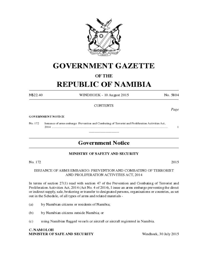 Fillable Online Issuance of arms embargo Prevention and Combating of