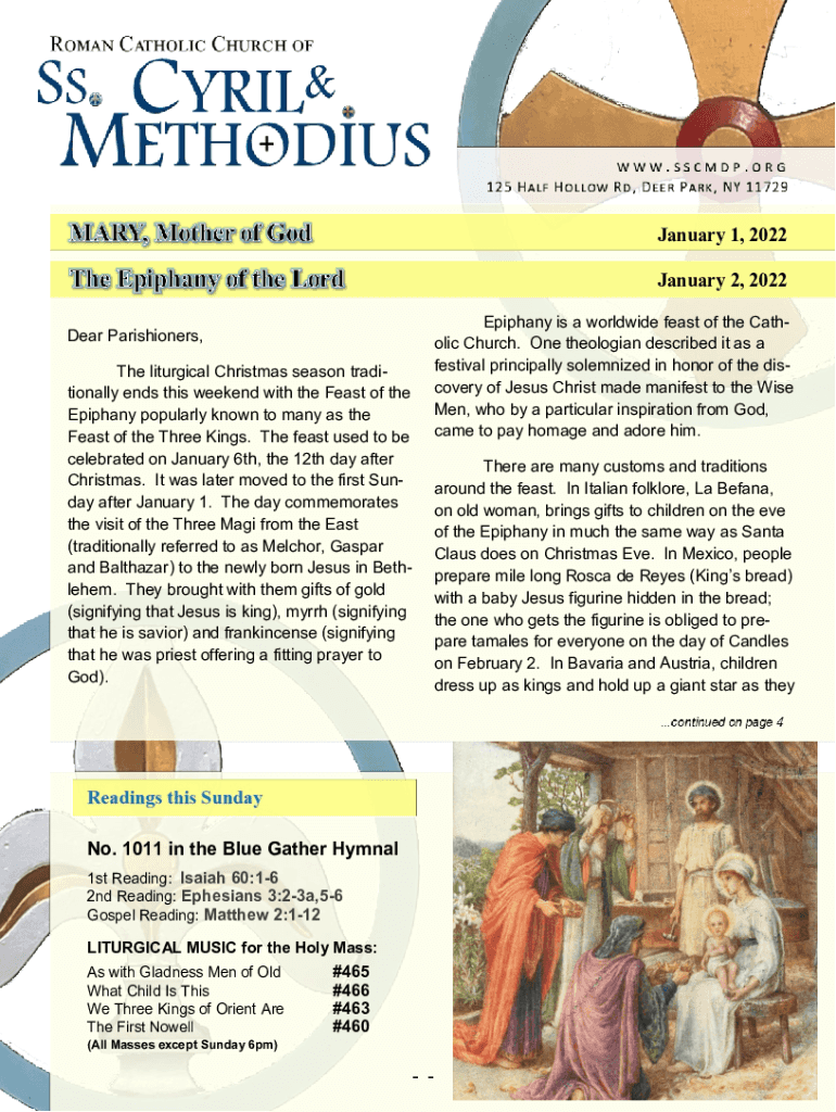Fillable Online The Schedule Of The Catholic Christmas Season Octave