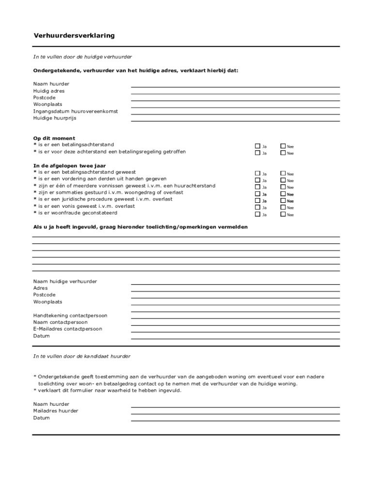 Deel II Verhuurdersverklaring Preview on Page 1