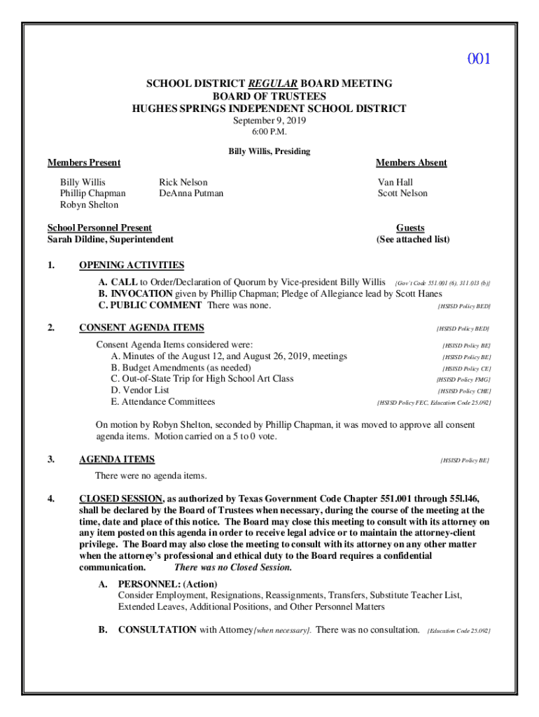 Fillable online call to order declaration of quorum by vice president