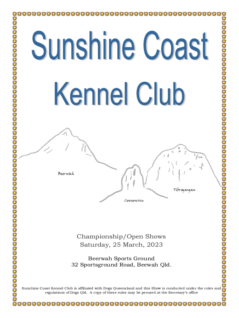 Fillable Online Sunshine Coast Kennel Club All Breeds Dog Show Fax Email Print pdfFiller