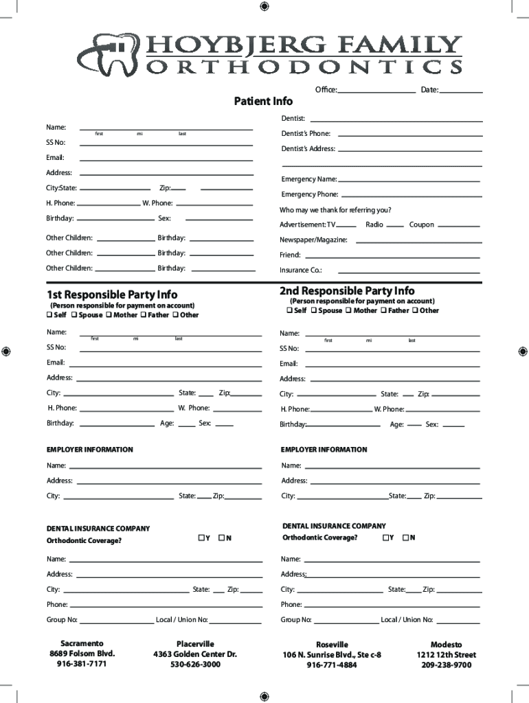 Fillable Online Orthodontic Patient Forms Fax Email Print pdfFiller