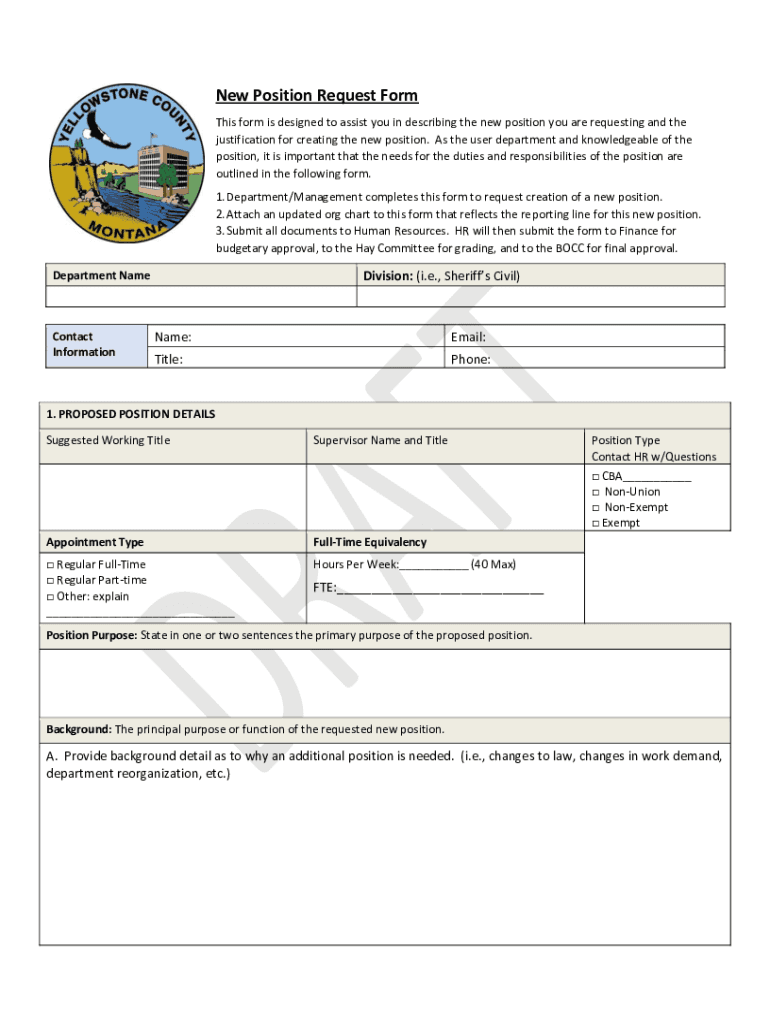 Fillable Online Position Request and Staff Justification Form Fax Email